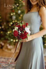 Ling’s Moment Artificial Flowers 50Pcs Crimson Red Roses Decor w/Stems,3″ Rea…