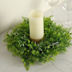2 Green 12″ ARTIFICIAL Leaves Wreath CANDLE RINGS Party Decorations Supplies