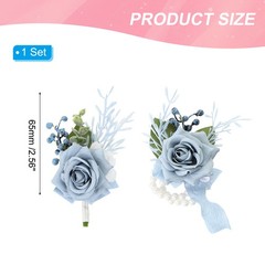 Rose Corsage and Boutonnieres Set for Groom Bride Groomsmen Light Blue