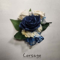 Navy Blue Ivory Rose Calla Lily Sola Wood Bridal Wedding Bouquet Accessories