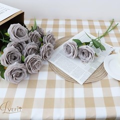 Artificial Rose Flower Rose Flowers with Long Stem Silk Roses 12pcs Grey