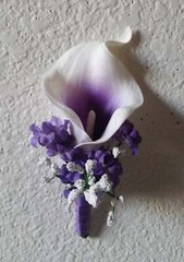 Purple White Calla Lily Bridal Wedding Bouquet Accessories