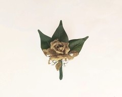Gold Rose Pin Boutonniere Groom Best Man Prom Wedding Quinceanera Corsage Lapel