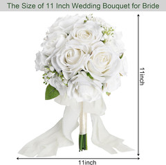 Wedding Bouquet for Bride – Premade Simple Artificial Roses Flowers for Bridal S