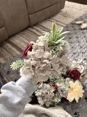 11 Center Piece Flowers, Burgundy, Gray, Champagne, Variety If Flowers W/ Stems