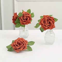 24 TERRACOTTA 5″ FOAM ROSE Flowers Stems Party Wedding Events Decorations