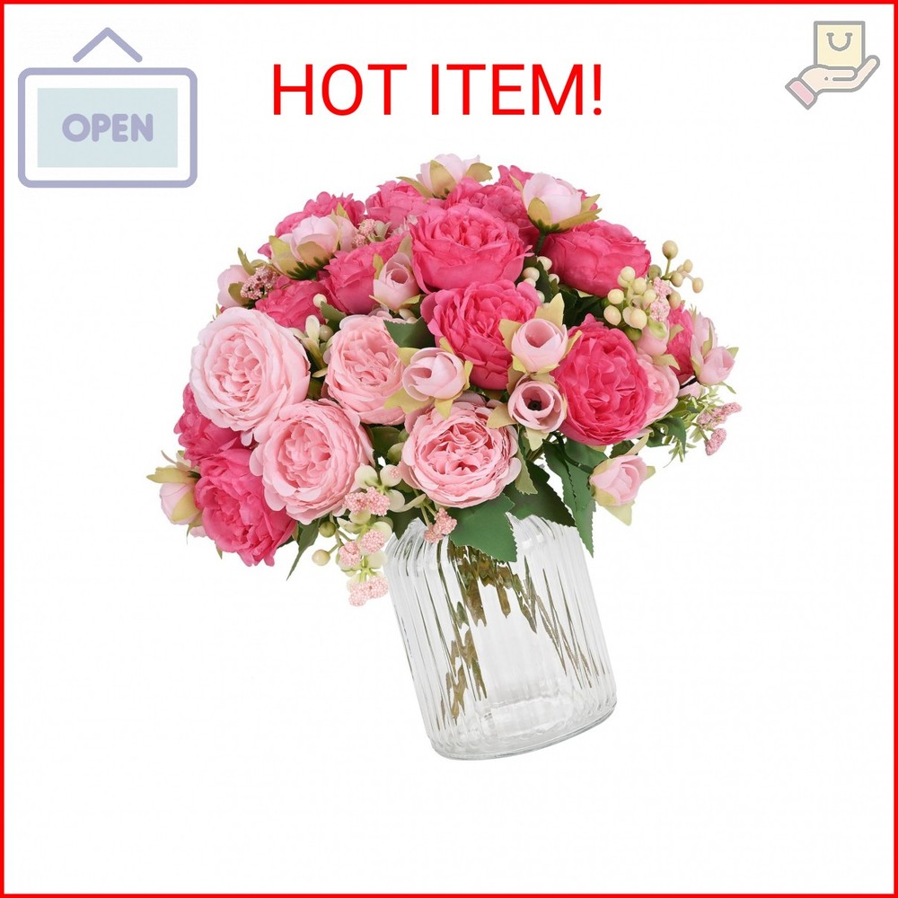 MARTINE MALL 2 Packs Peonies Artificial Flowers, Mixed Pink Artificial Peonies,
