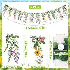Wildflower Banner 2 Pcs Waterproof Garland 2-Sided Printed Garden Party Flower 2
