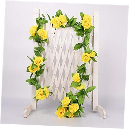 canjoyn 2 Pack 4.2 Feet/Piece Artificial Flower Vine Rattan Hanging Silk Rose
