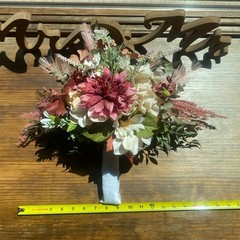 Bridal Wedding Bouquet Hand made Budget Friendly Faux Flowers White Pink Green