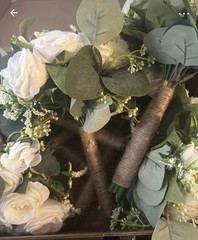 Set of 6 Bridesmaid Bouquets for Wedding – 7 Inch Artificial Ivory Flower Bouqt