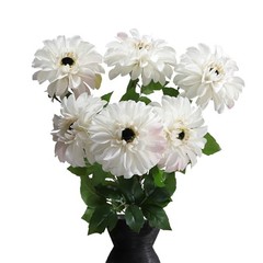 6 Pack Artificial Chrysanthemums Silk Flowers,24’in Long Stem Fake Creamy White