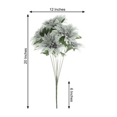 2 SILVER 20″ Artificial Dahlia SILK FLOWER BUSHES Wedding Party Home Decorations
