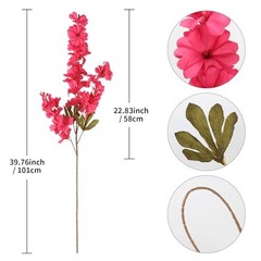 5 Pcs Delphinium Artificial Flowers 39.76” Fake Larkspur Flowers for Hot Pink