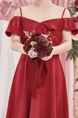 Serwalin 7 inch Wedding Bouquets for Bridesmaids, Set of 2, Burgundy