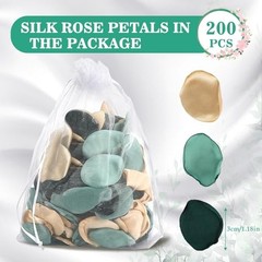 200 Pieces Silk Rose Petals Flower Silk Petals Artificial Scatter Dark Green