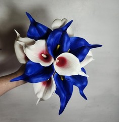 Red White Royal Blue Calla Lily Bridal Wedding Bouquet Accessories