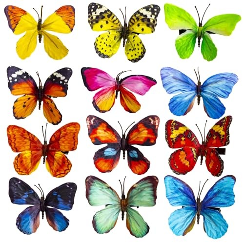 -Decorative Butterfly Clips, 3Drtificial Silk Butterflies, Multicolor, Small A