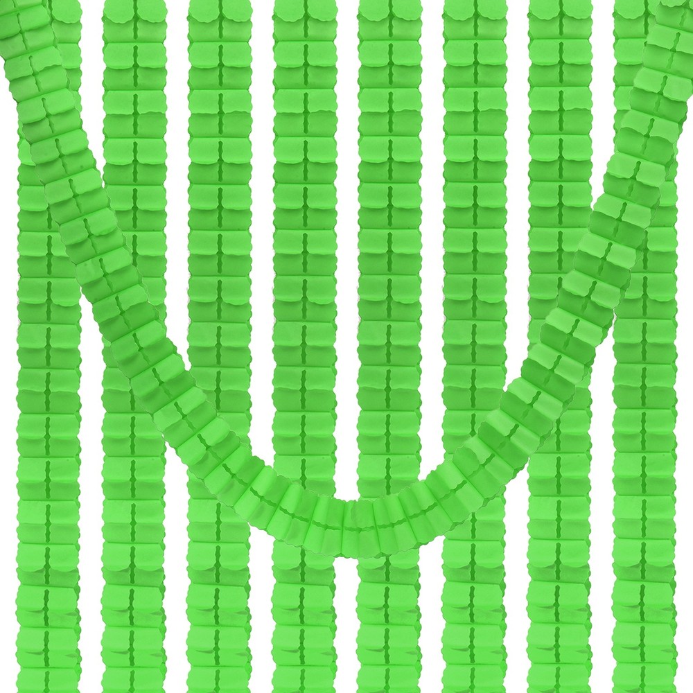 9.8ft Four-Leaf Garland, 9 Pack Tissue Paper Hanging Flower, Lime Green