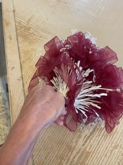 Burgundy/ Maroon Ramo Quinceañera Ribbon/ Clear Crystals / Beads Bouquet
