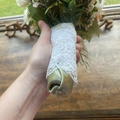 Bridal Wedding Bouquet Hand made Budget Friendly Faux Flowers White Pink Green