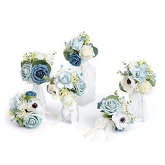Ling’s Moment Dusty Blue Wedding Table Centerpieces Mini Bridesmaid Bouquets …