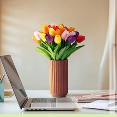 pcs Artificial Tulip Flowers Fake 1 Head 75 Pink, Red, Purple, Orange, Yellow