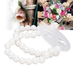 10 Pcs Pearl Wrist Corsage Bracelet Elegant White Pearl Elastic Wedding Band