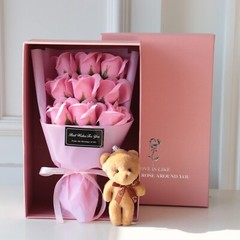 Valentine’s Day Women’s Soap Flower Gift Box And Bear Set