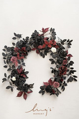 5FT Black Burgundy Artificial Flower Garland Fake Rose Leaves Floral Garland Arc