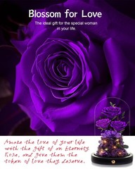 DENIMOMO Flowers Roses Gifts for Women Her,Forever H7.8in W4.7in, Purple Rose