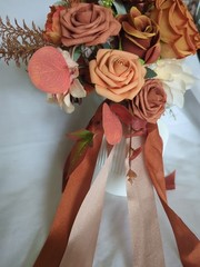 Terracotta Bridal Bouquet Artificial Silk Foam Flowers