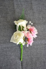 Wedding CORSAGE buttonhole, triple rose for groomsman, wedding guest, prom (C1)