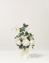 Artificial Flowers White Bridesmaid Bouquet Set of 4, White & Sage Wedding Flowe