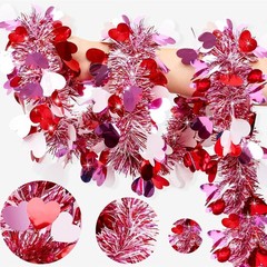 50FT Valentines Heart Tinsel Red Pink White Hearts, Hearts