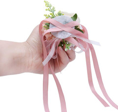 2PCS Rose Flower Wrist Corsage Boutonniere Set Handmade Artificial Corsage Set B