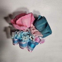 Pink Teal Rose Calla Lily Sola Wood Bridal Wedding Bouquet Accessories
