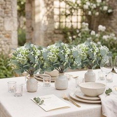 Bulk Artificial Silver Dollar Greenery Eucalyptus Leaves – 100 Mixed Stems