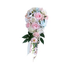 Wedding Bouquet Silk Flowers Waterfall Shape Silk Roses Water Drop Home