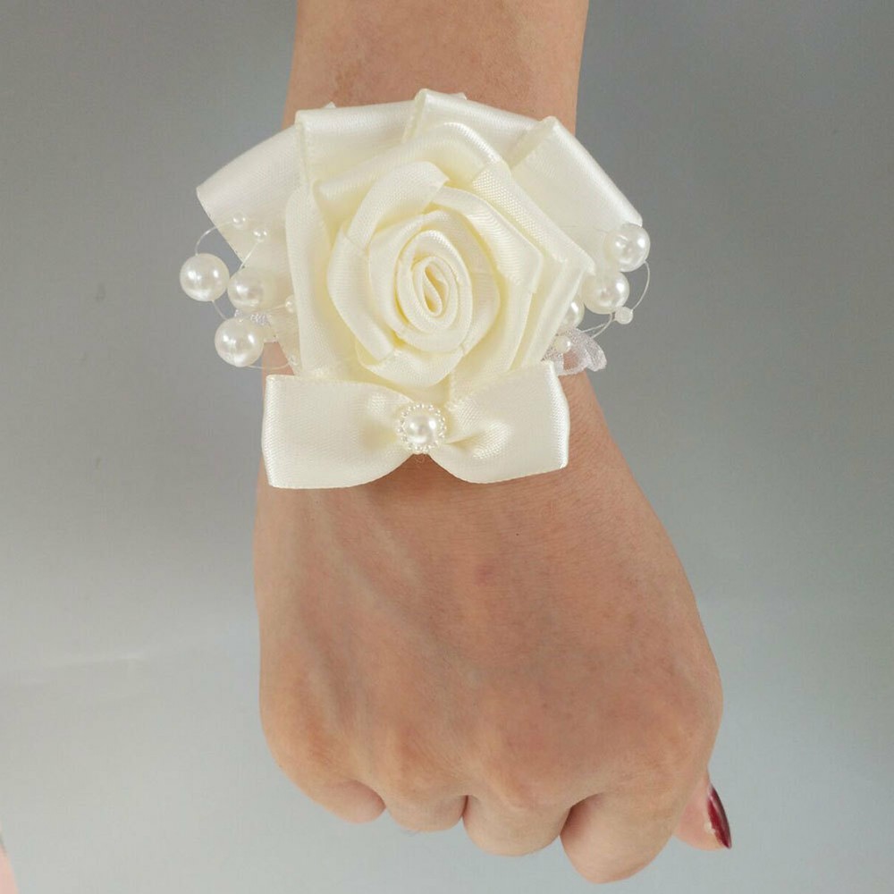 Luxury Ivory Crystals Artificial Roses Wedding Bridal Bouquet Bride Hand Flower