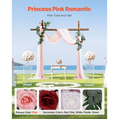 Pink Artificial Wedding Arch Flowers Kit Geometric (Pack of 4) with 21 Ft. Weddi