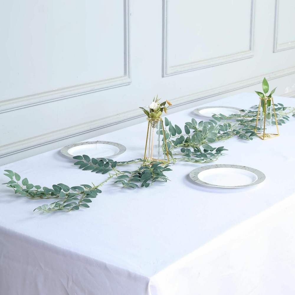 2 pcs 6 feet long Light Green Honey Locust Artificial Leaves Greenery Garlands