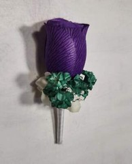 Hunter Green Purple Ivory Rose Calla Lily Orchid Bridal Wedding Bouquet Accessor