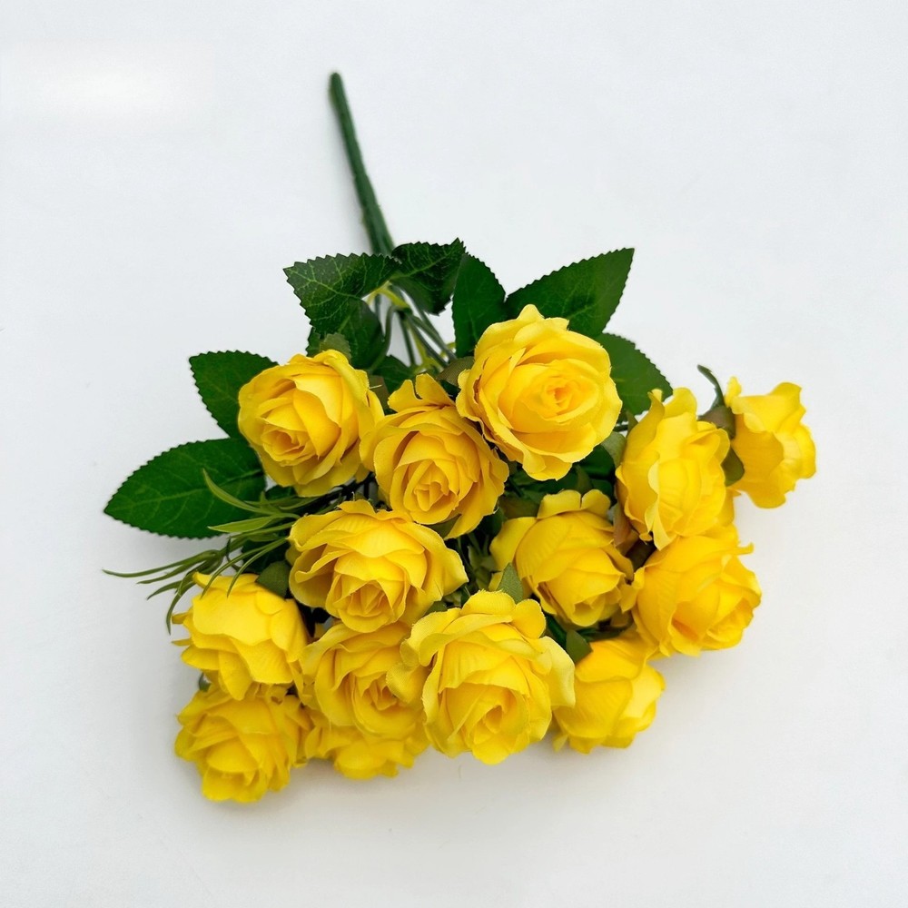 15 heads Artificial Silk Rose Flowers Bridal Bouquet for Home Wedding Floral