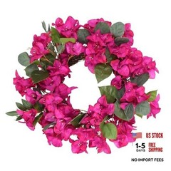 Bougainvillea Artificial Wreaths for Front Door Spring Summer Faux Deep Pink