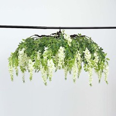 55″ CREAM GREEN Silk Wisteria Vine Hanging Artificial FLOWER Chandelier Party