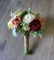 Pink Sage Terra Cotta Burgundy Sola Wood Bridal Bouquet Eucalyptus Bridesmaid