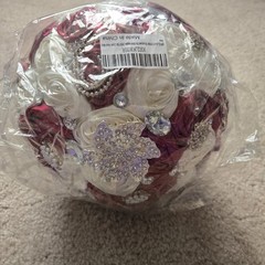 Dark Red Ivory Bridal Bouquet Big Rhinestones Silk Hold Bouquet Luxury Brooch