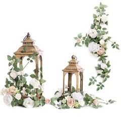 Ling’s Moment 6Pack 1.8ft Artificial Flowers Garland White Rose Lantern Flowe…
