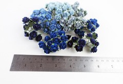 KADADSA 100 pcs Tiny Artificial Roses Mixed Dark and Light Blue Shade Five…